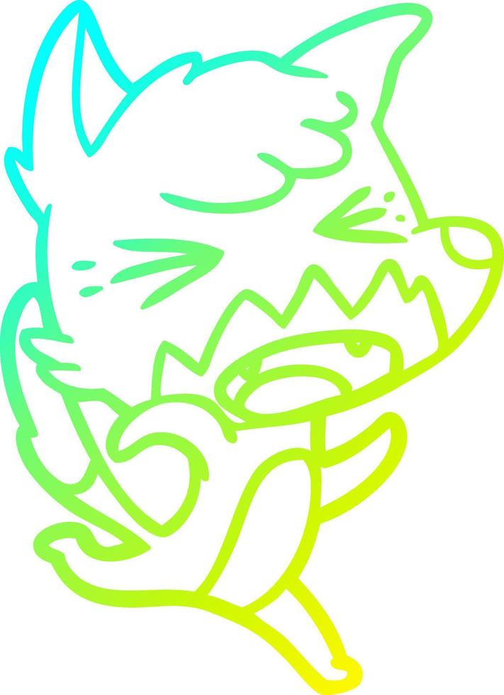 cold gradient line drawing angry cartoon fox running vector