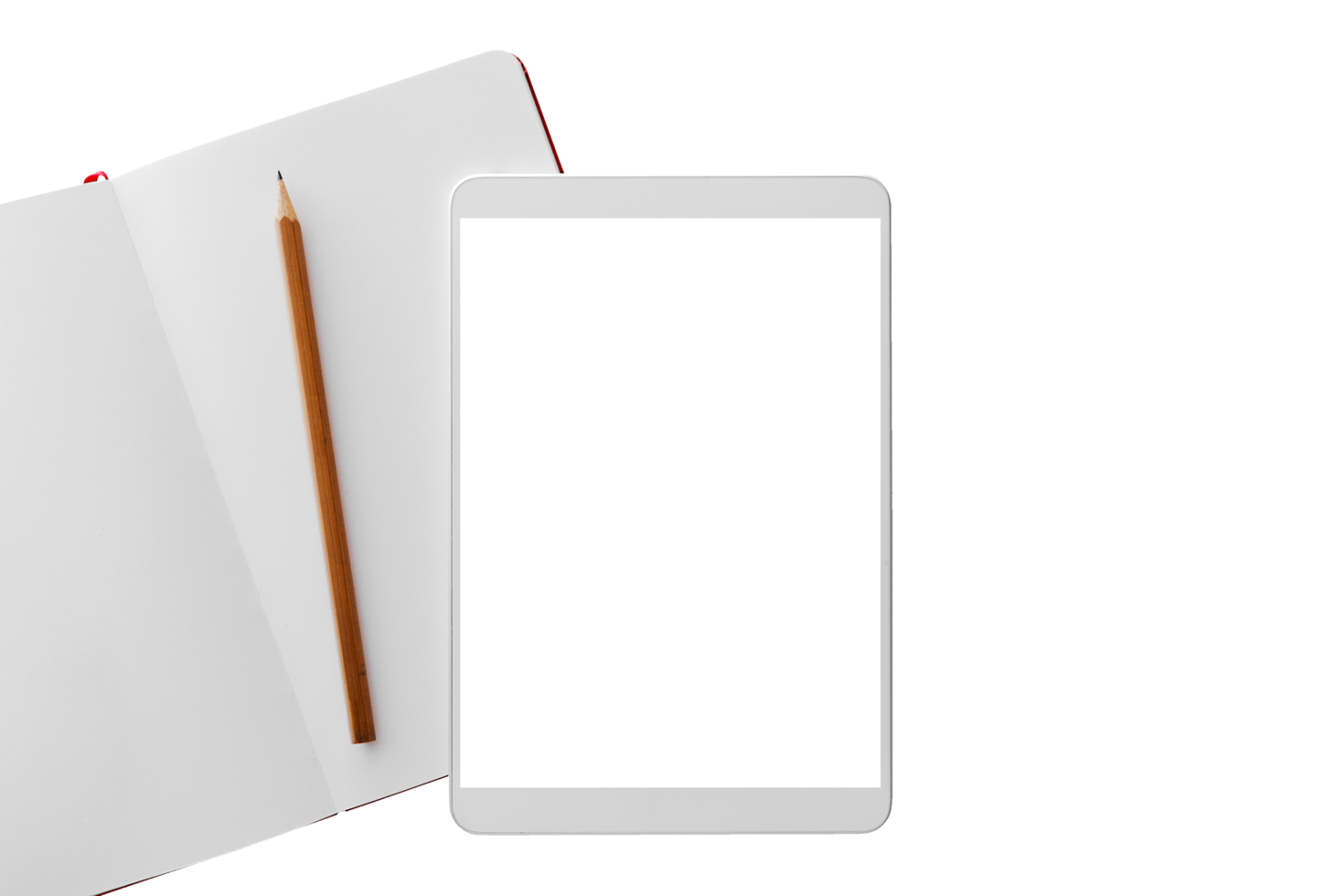 Isolated white tablet and notebook png