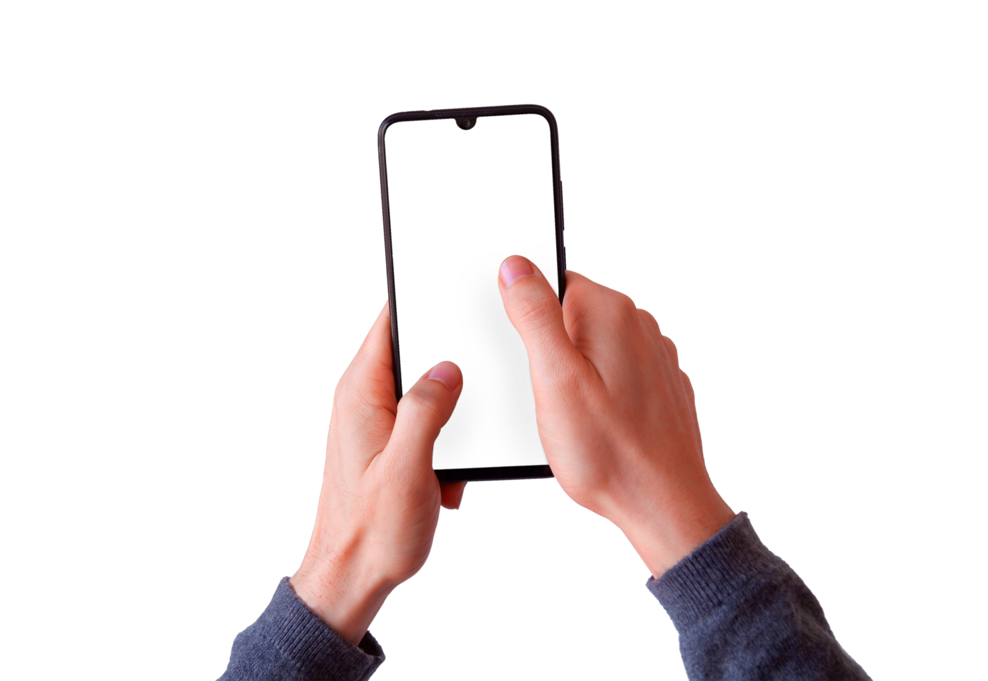 Isolated two hands holding a smartphone png