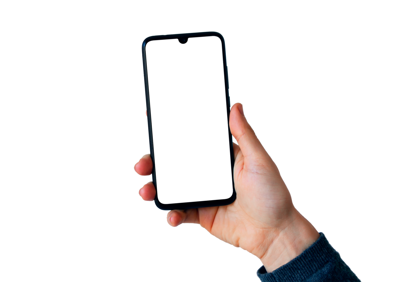 Isolated right hand holding a smartphone png