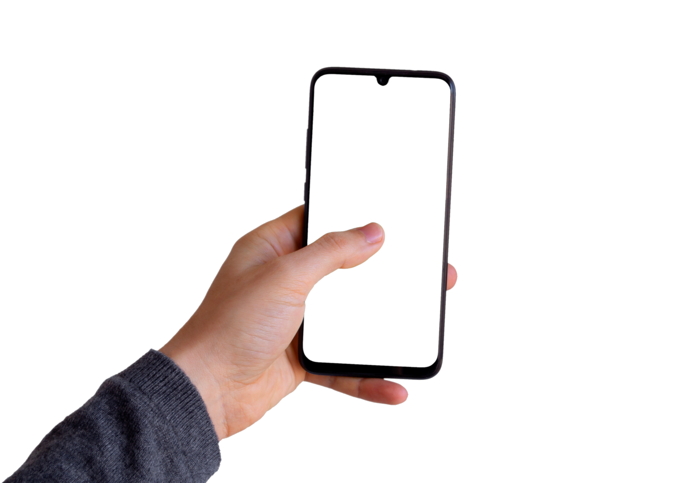 Isolated left hand holding a smartphone png