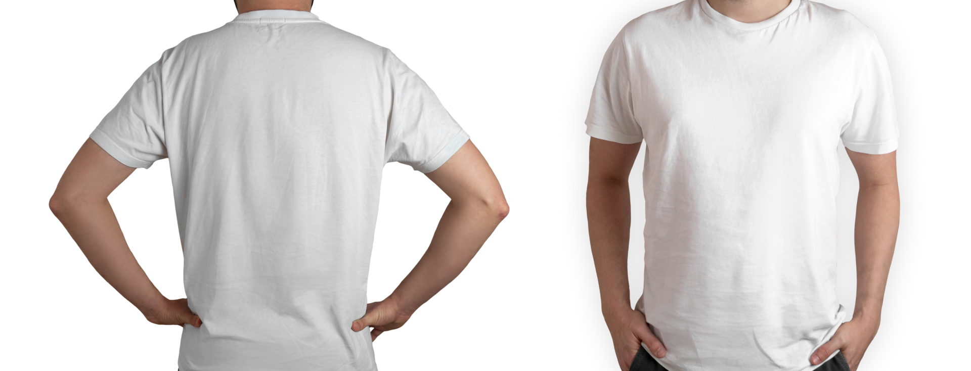 Isolated front and back model wearing white t-shirt png