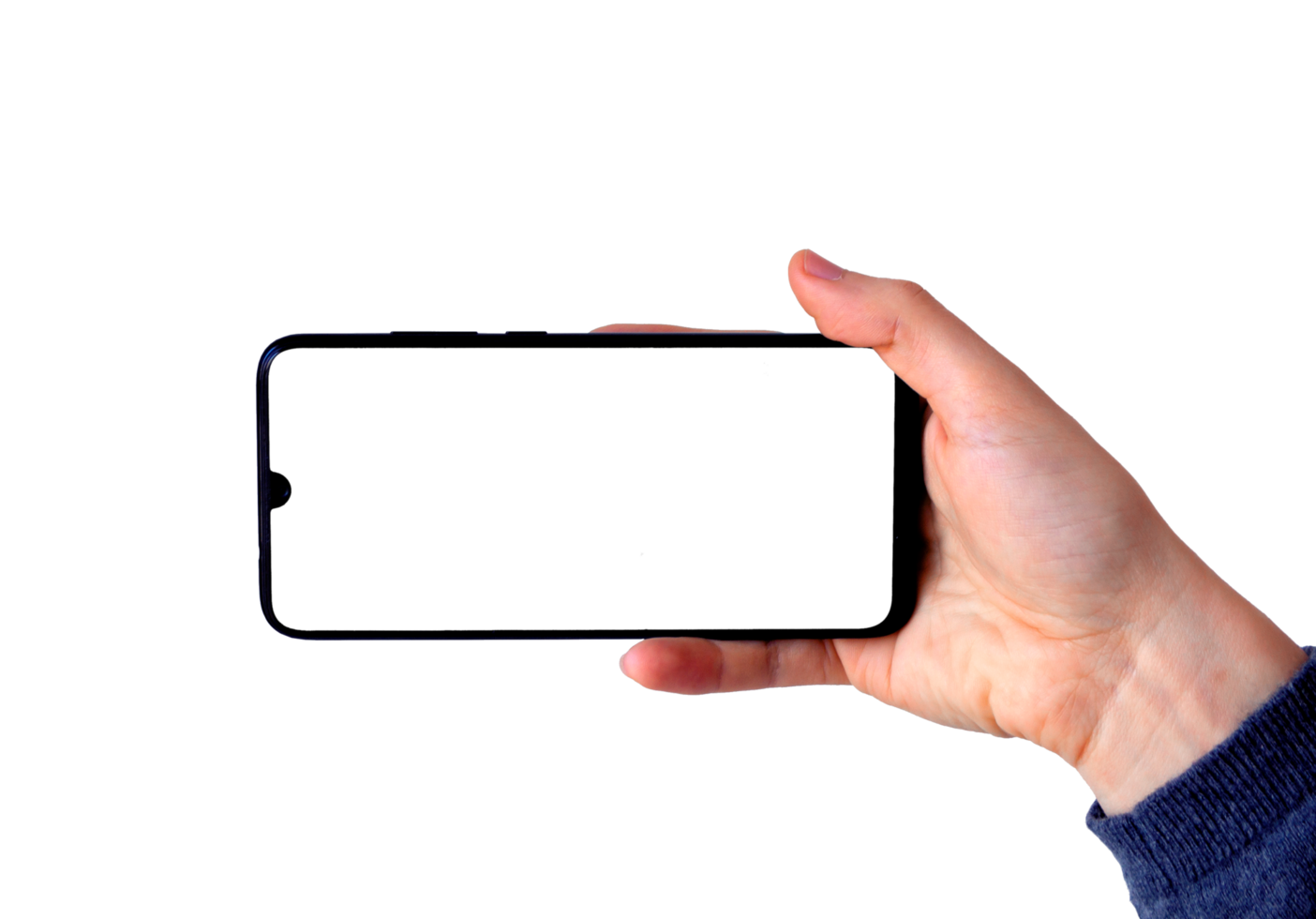 Isolated hand holding a smartphone png