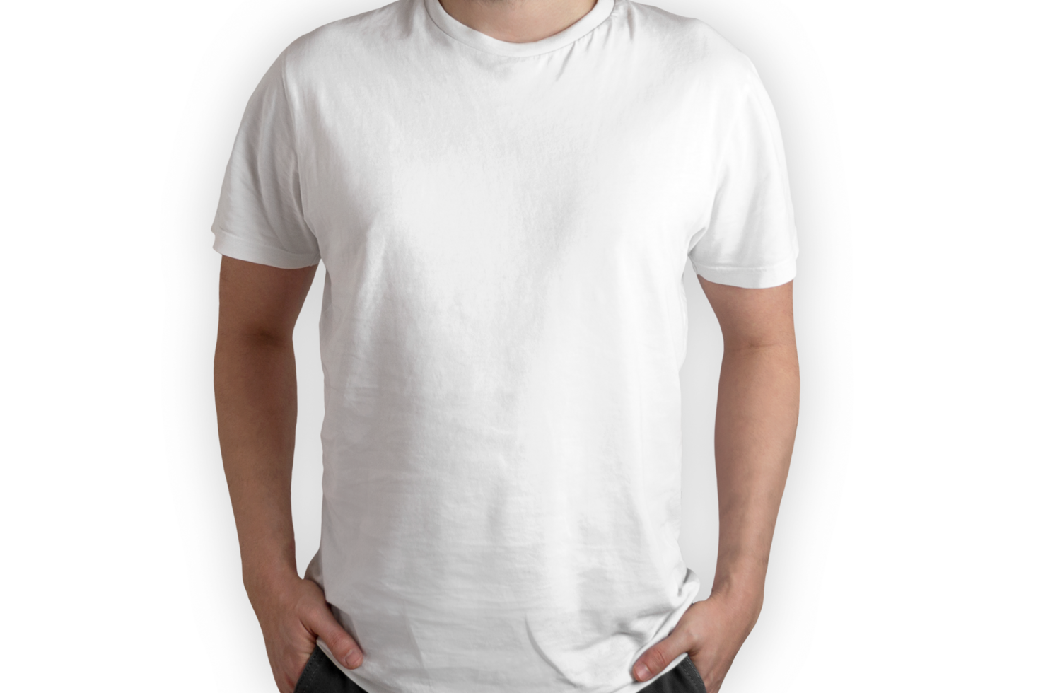 Isolated model wearing white t-shirt png