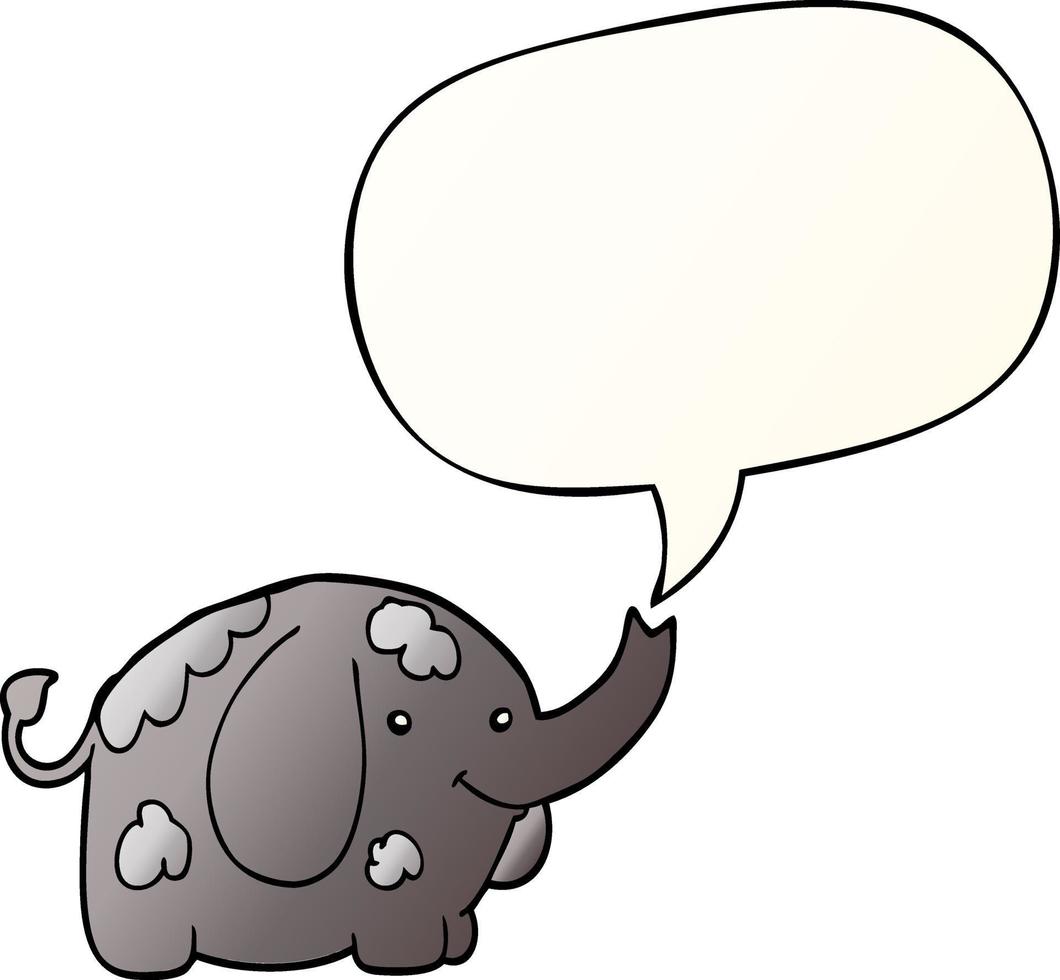 cartoon elephant and speech bubble in smooth gradient style vector