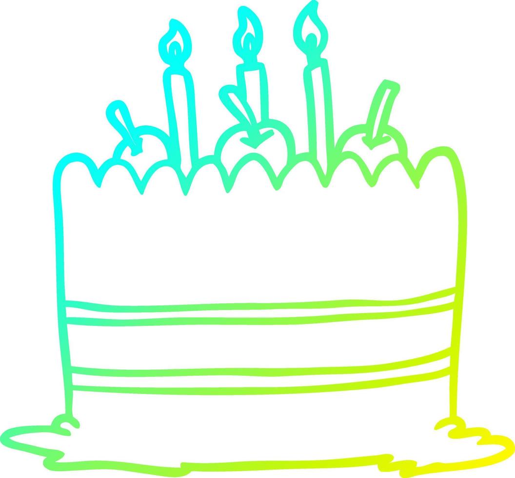 cold gradient line drawing birthday cake vector