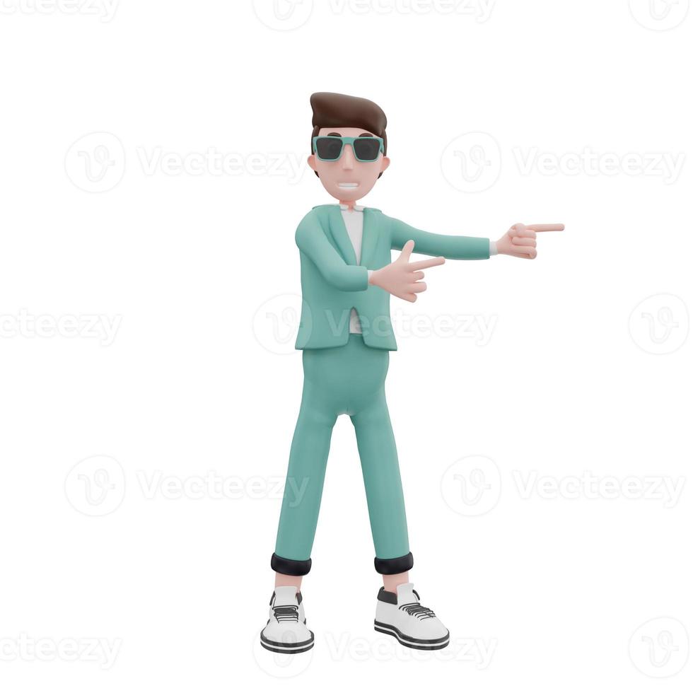 3d rendering businessman pointing to the left photo