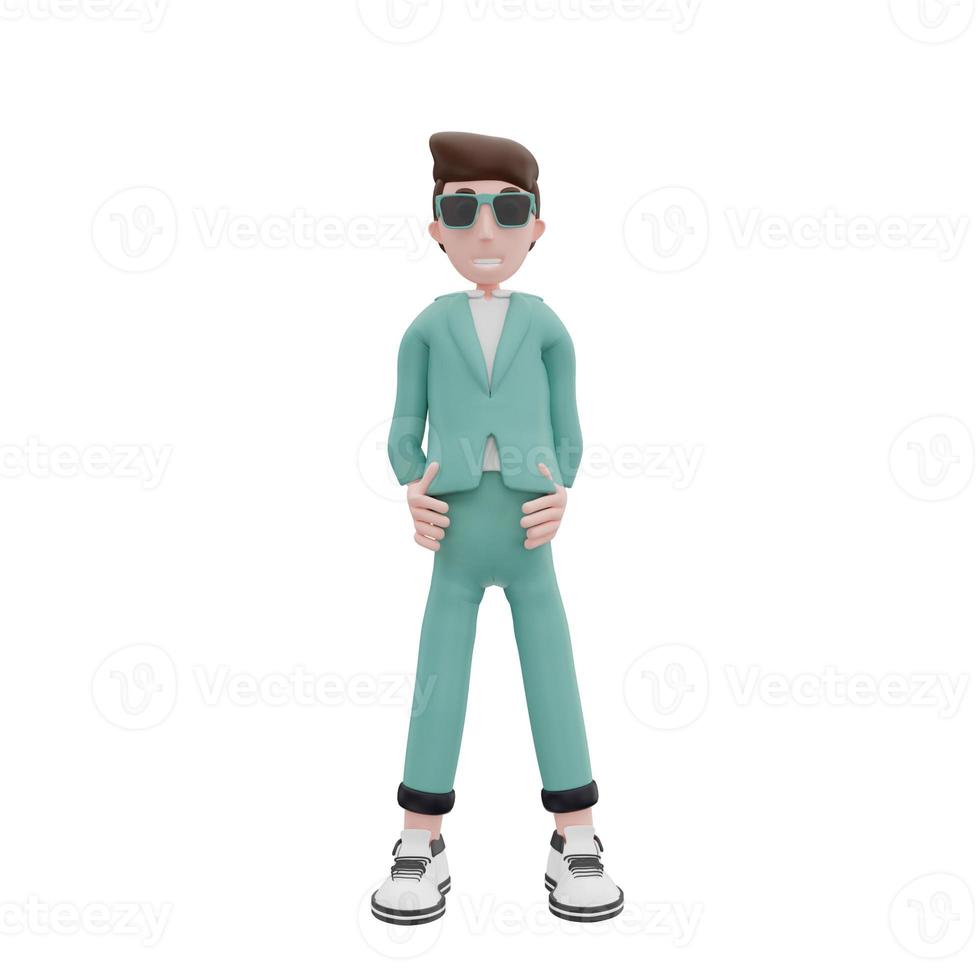 3d rendering businessman standing and hands on waist pose photo