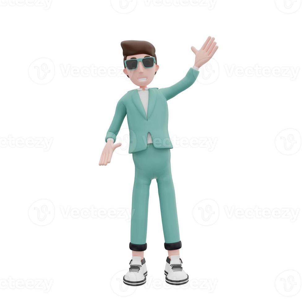 3d rendering businessman waving pose photo