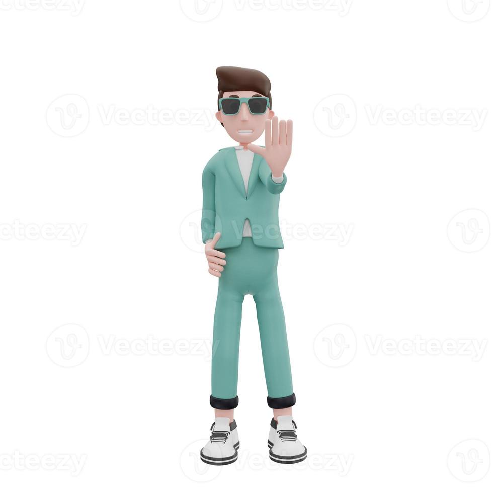 3d rendering businessman is stopping pose photo