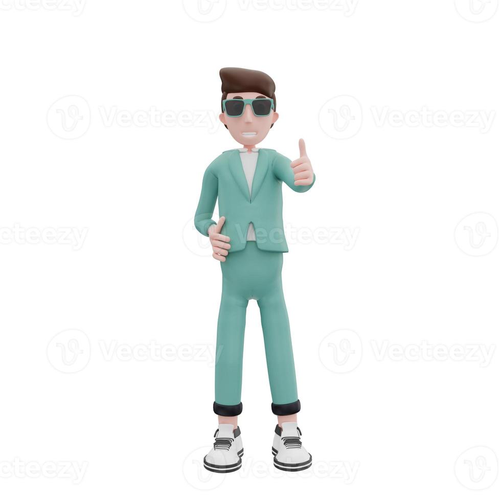 3d rendering businessman raising thumbs up pose photo