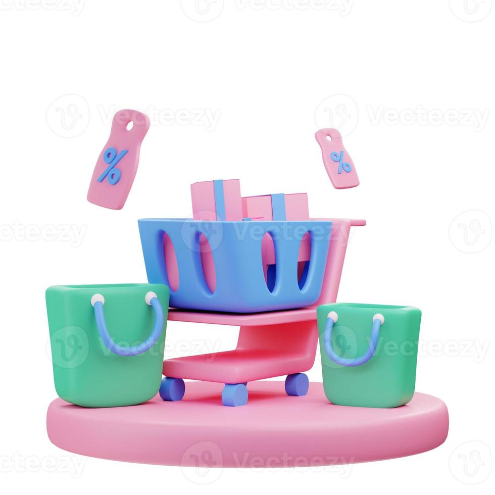 3d rendering female character online shop illustration photo