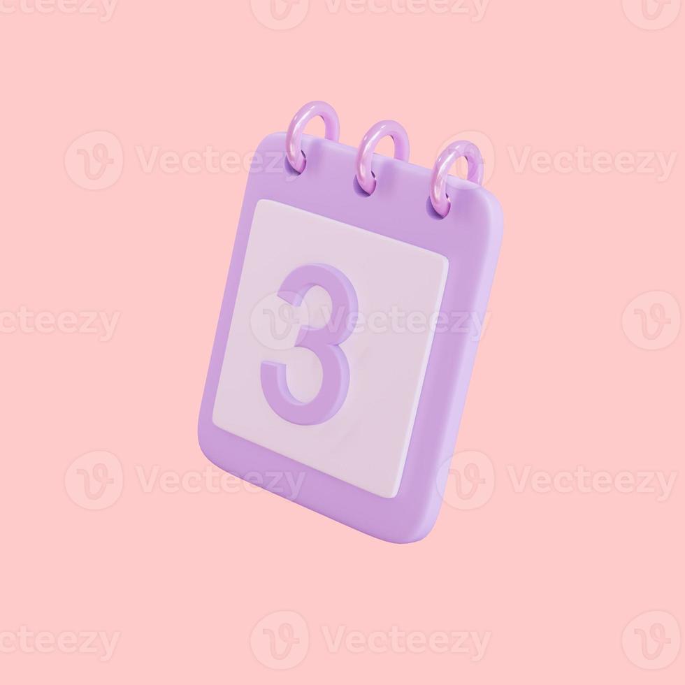 3d 3 days calender icon object photo