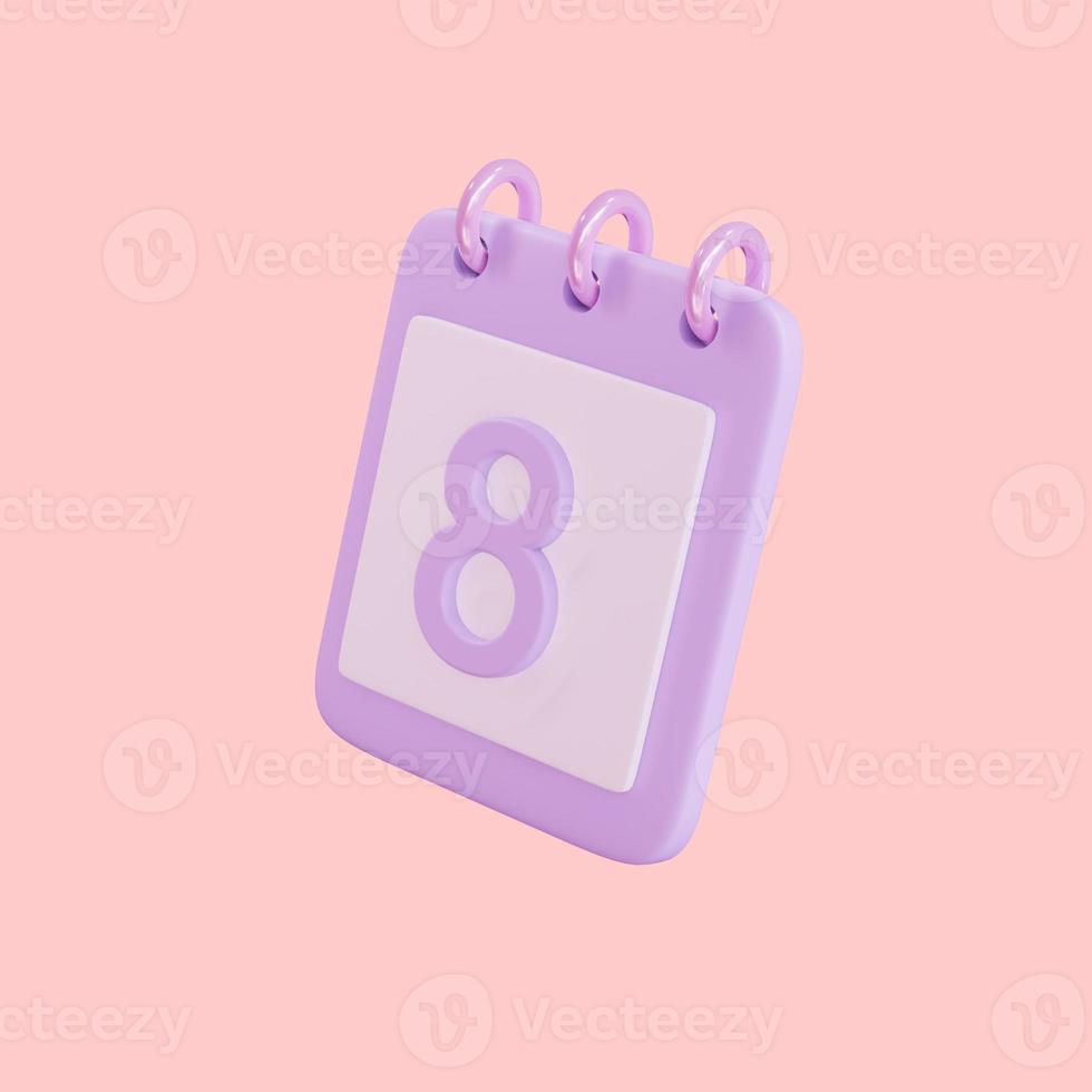 3d 8 days calender icon object photo