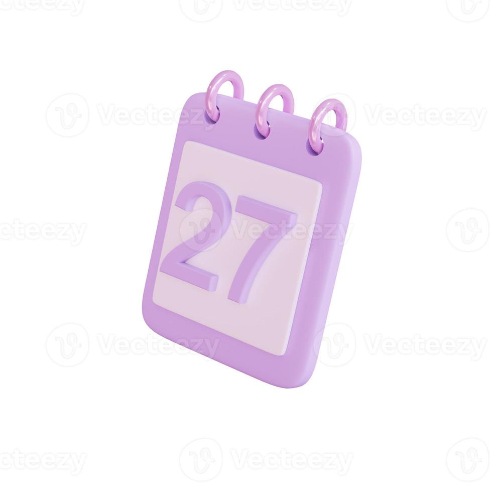 3d 27 days calender icon object photo