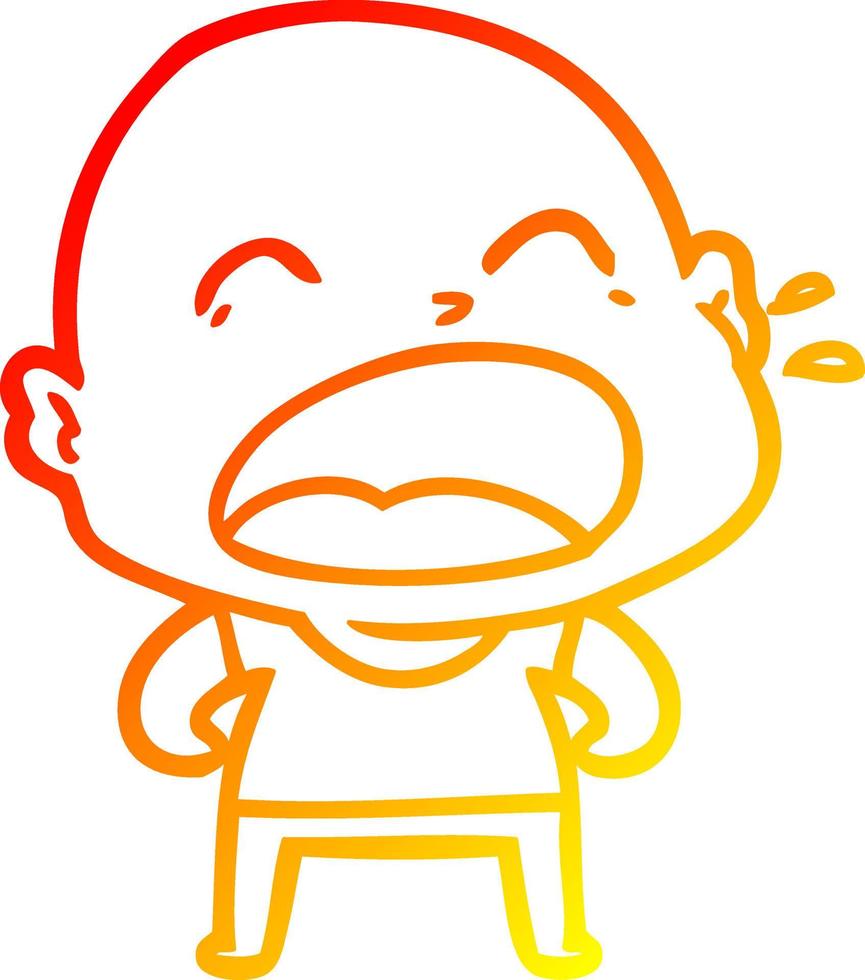 warm gradient line drawing cartoon shouting bald man vector