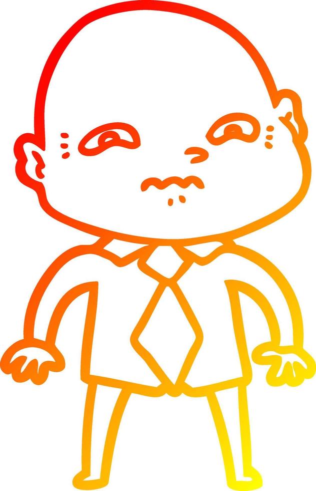 warm gradient line drawing cartoon nervous man vector
