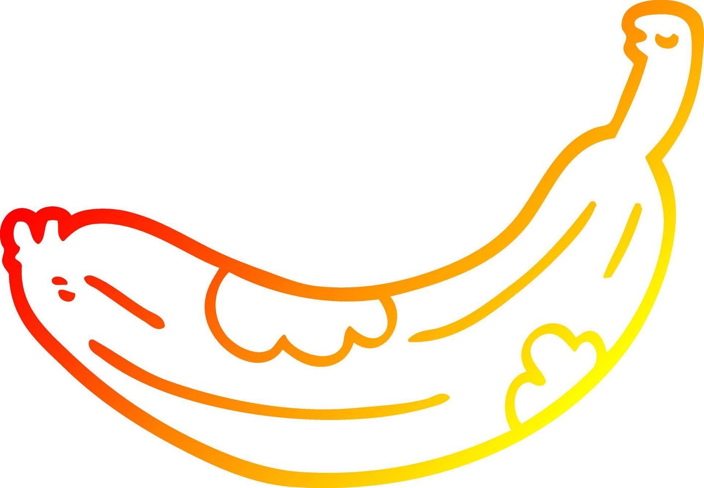 warm gradient line drawing cartoon turning banana vector