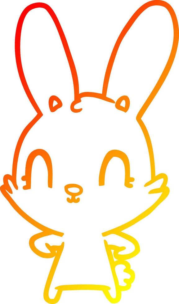warm gradient line drawing cute cartoon rabbit vector