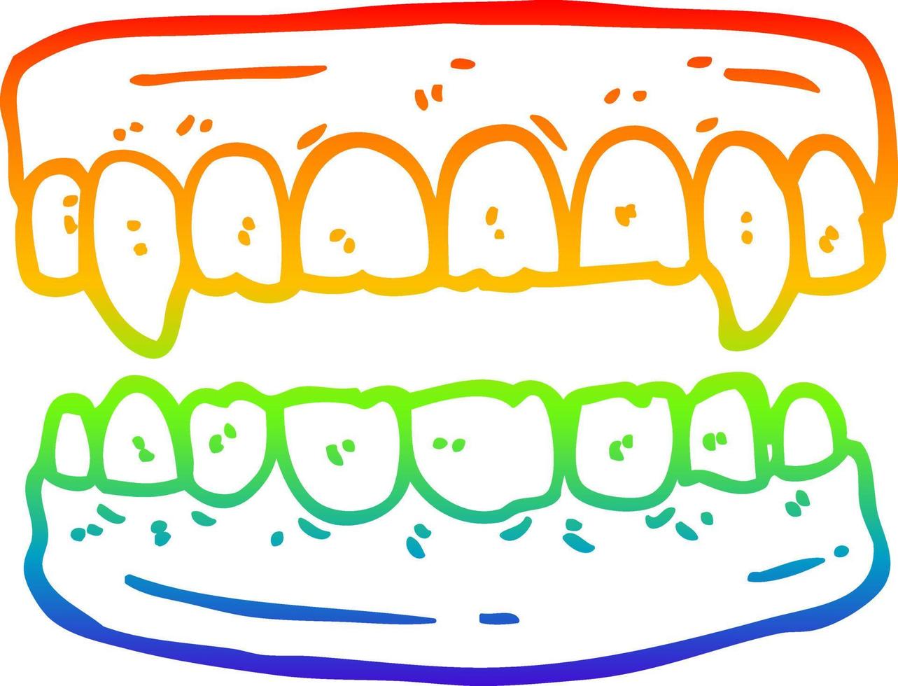 rainbow gradient line drawing cartoon vampire teeth vector