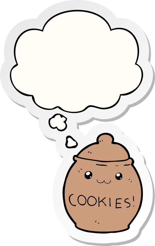 cartoon cookie jar and thought bubble as a printed sticker vector