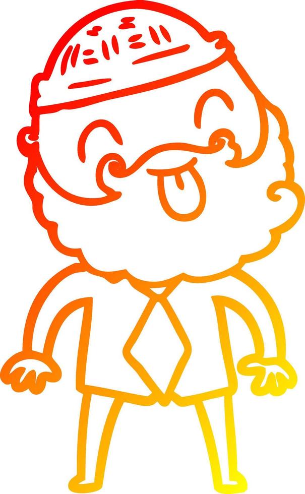 warm gradient line drawing man with beard with hat and shirt vector