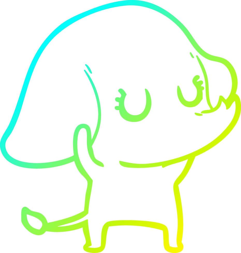 cold gradient line drawing cute cartoon elephant vector