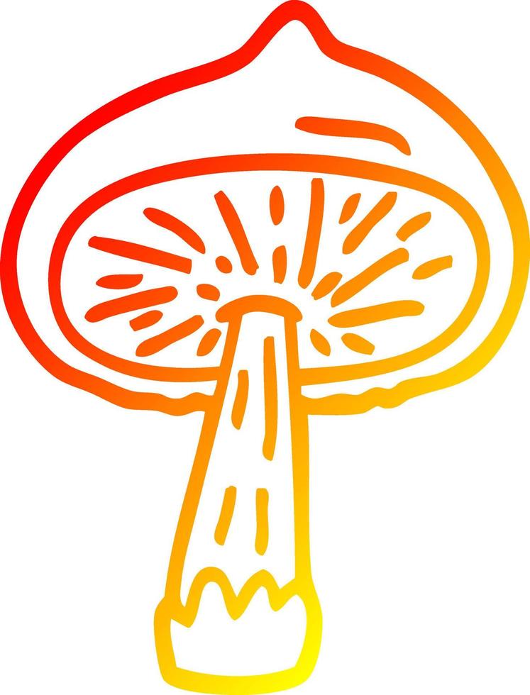 warm gradient line drawing cartoon mushroom vector