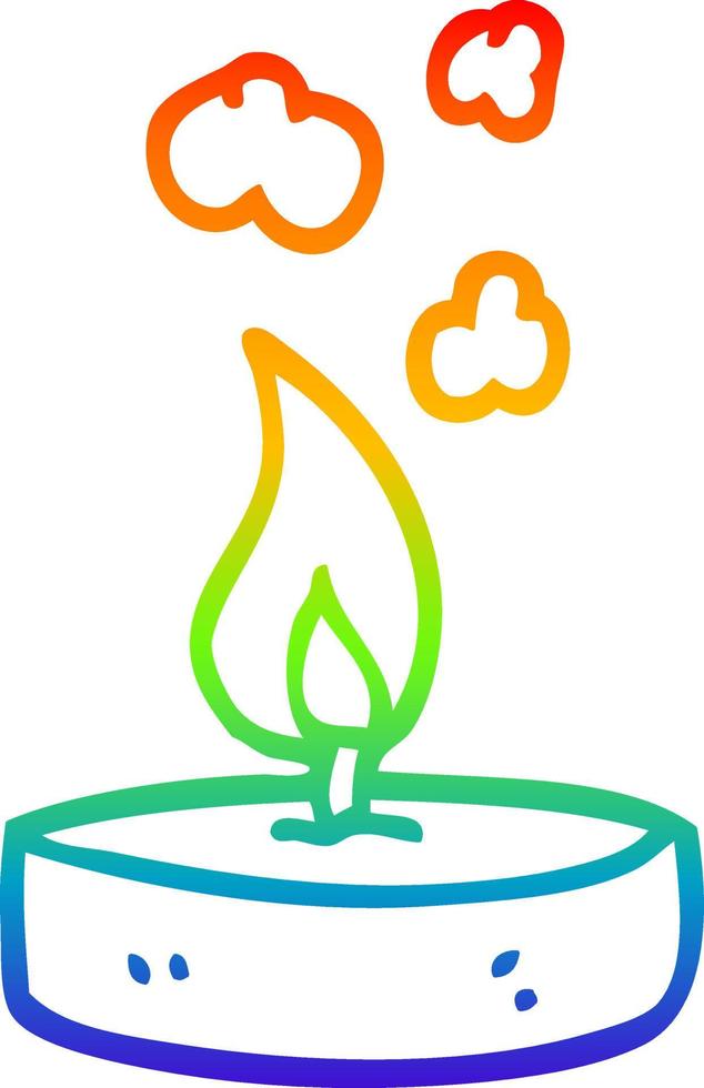 rainbow gradient line drawing cartoon small candle vector