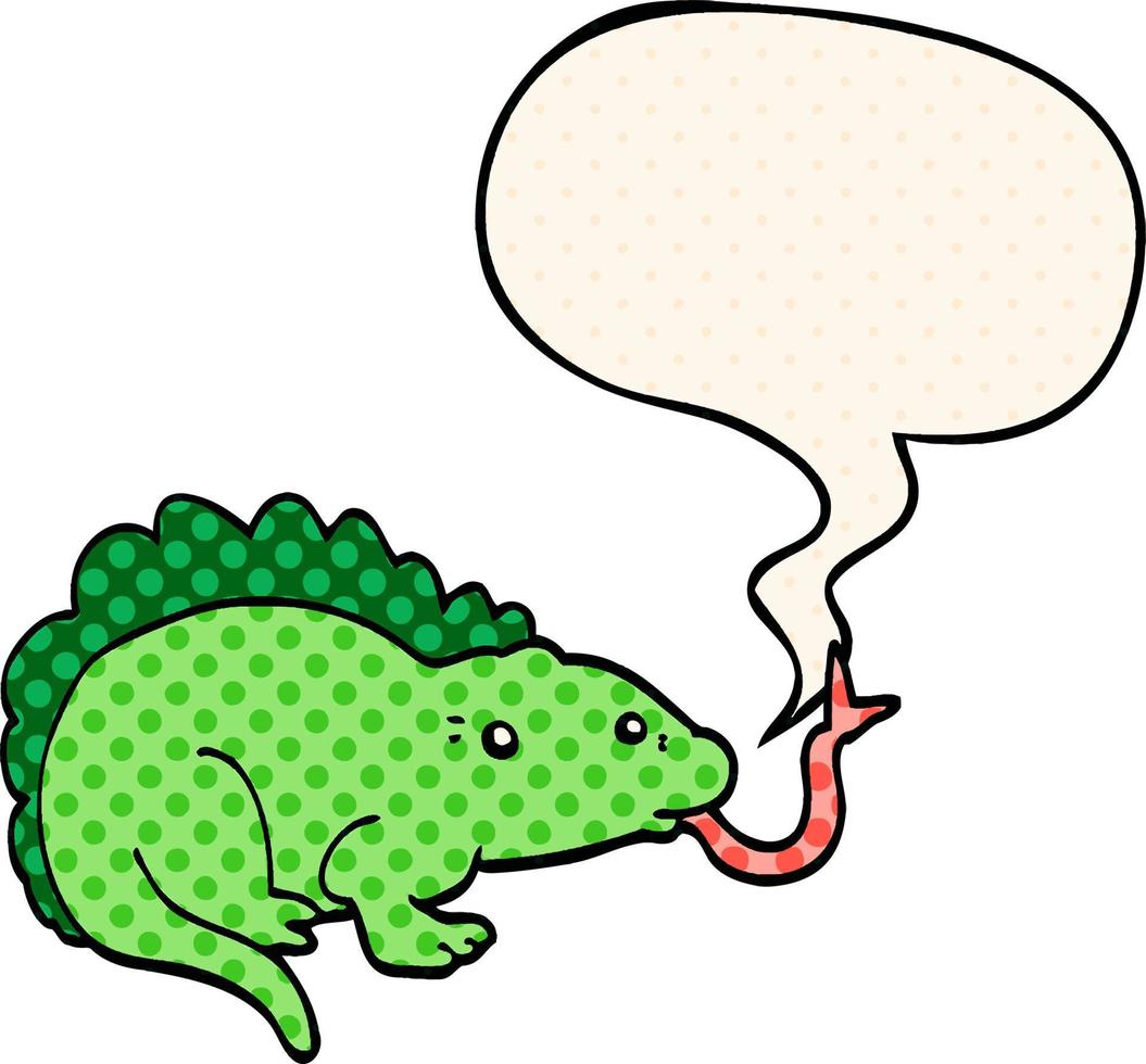 cartoon lizard and speech bubble in comic book style vector