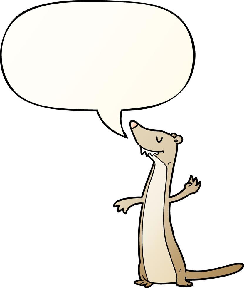 cartoon weasel and speech bubble in smooth gradient style vector