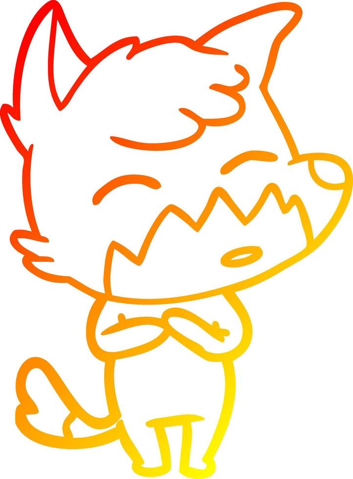 warm gradient line drawing cartoon fox vector
