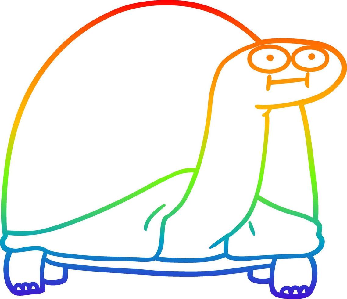 rainbow gradient line drawing cartoon tortoise vector