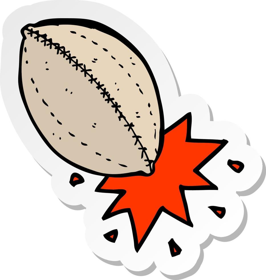 sticker of a cartoon football vector