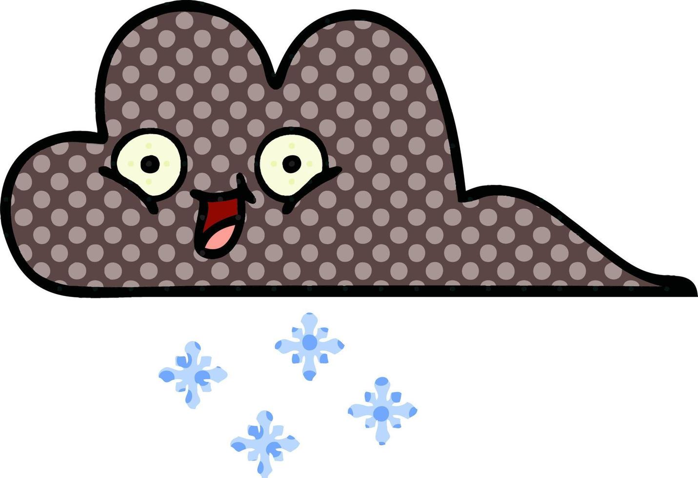 nube de nieve de tormenta de dibujos animados de estilo cómic vector