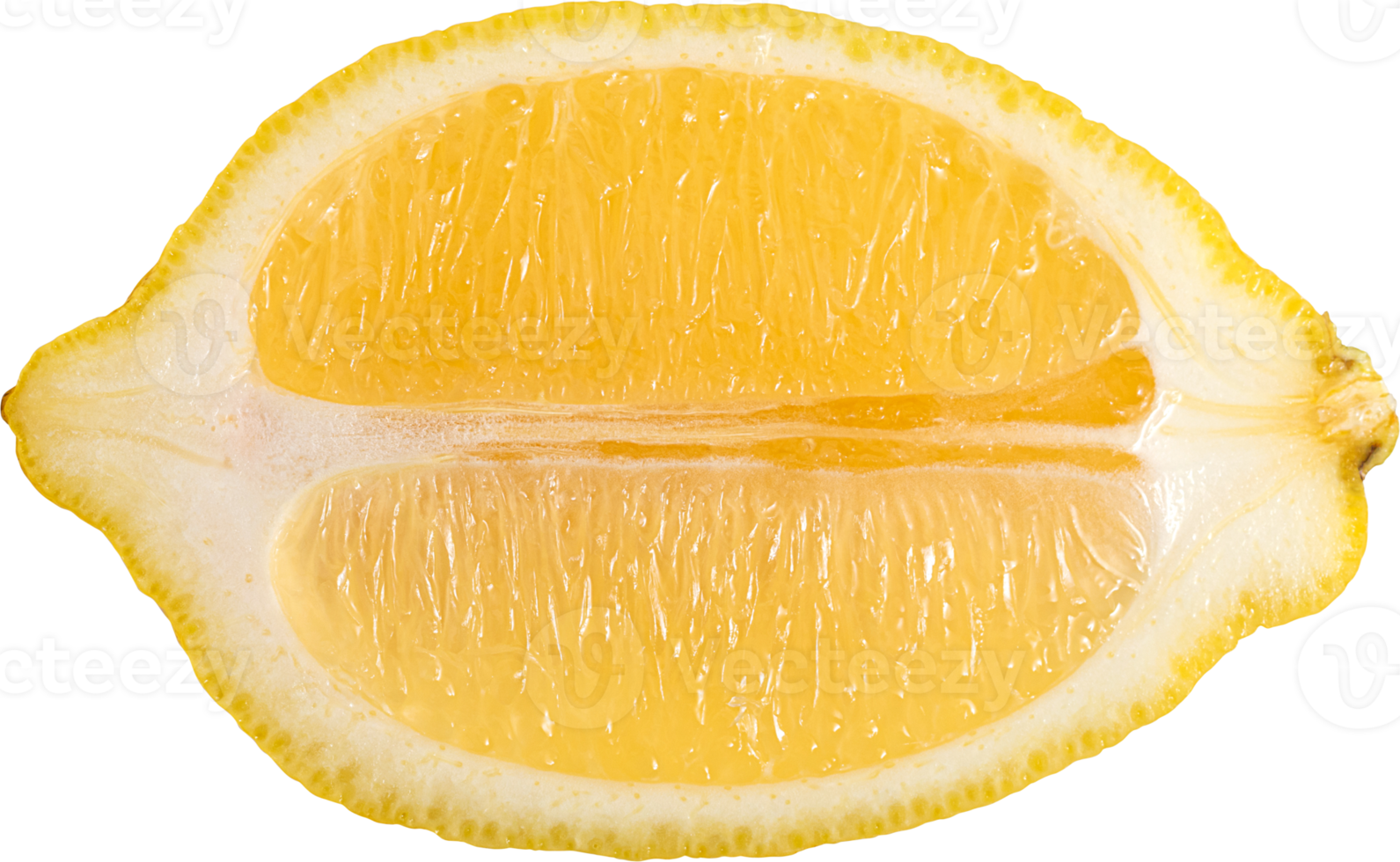 Half lemon fruit sliced on transparancy background.Fruit object.Top view png