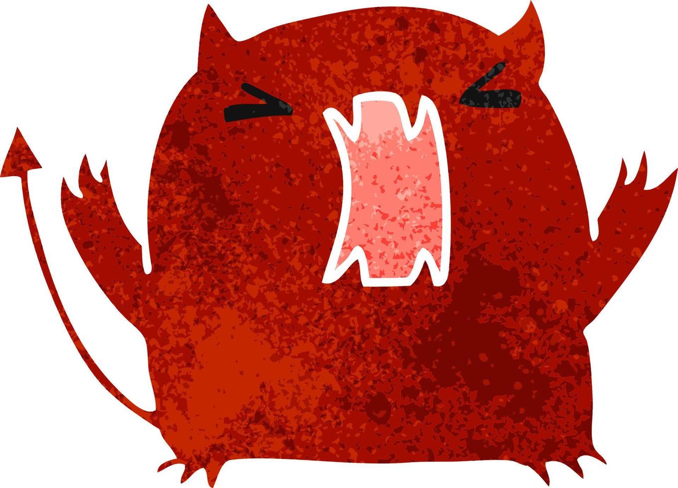 retro cartoon of a cute kawaii devil vector