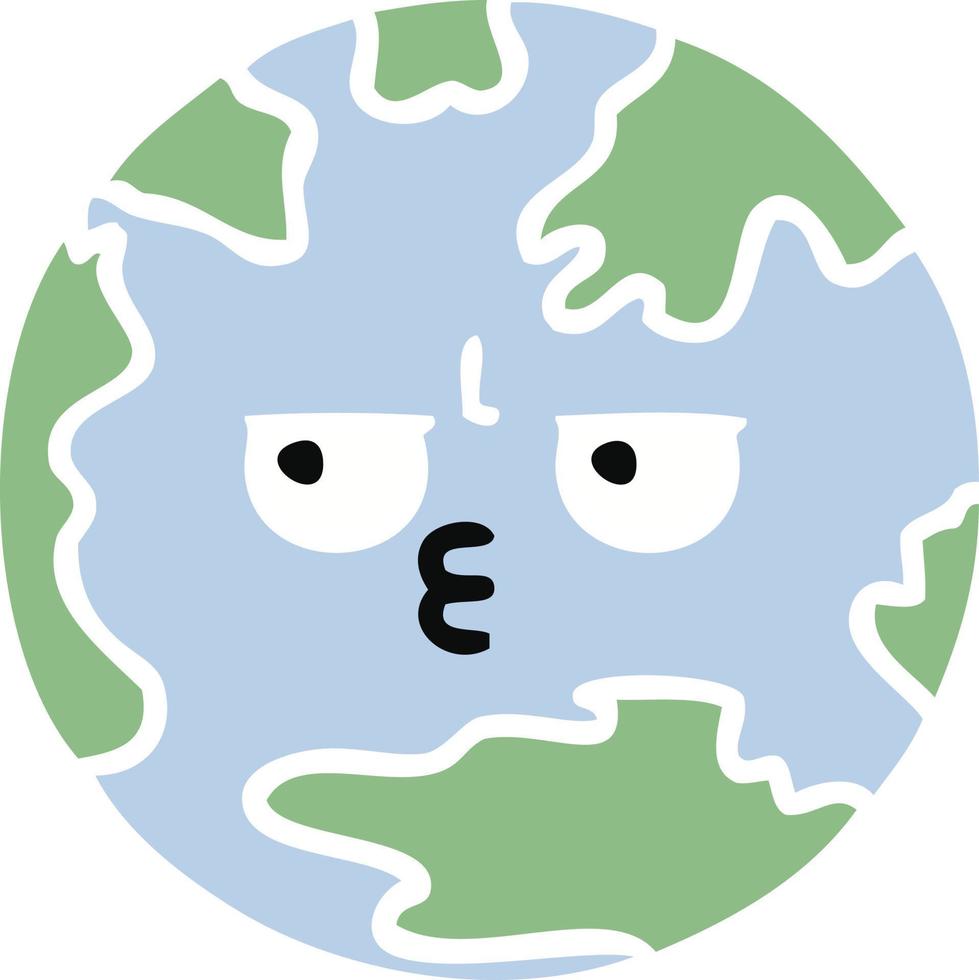 flat color retro cartoon planet earth vector