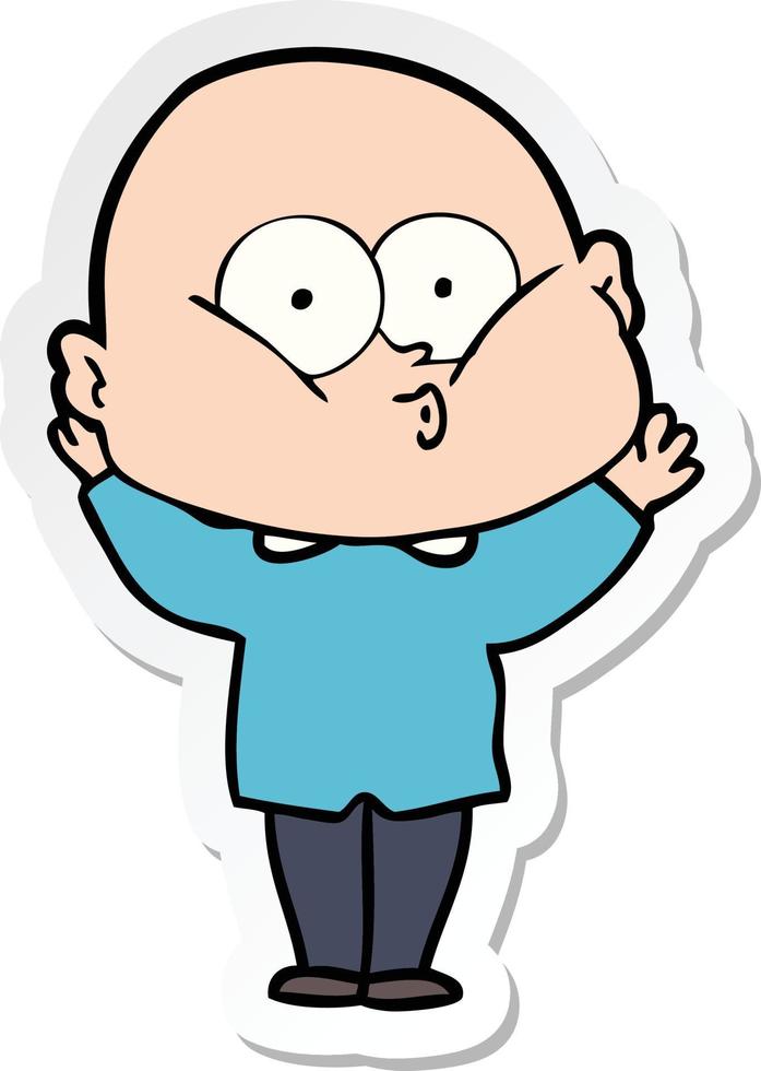 sticker of a cartoon bald man staring vector
