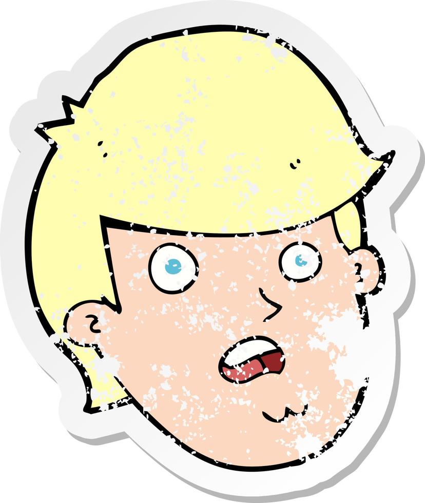 retro distressed sticker of a cartoon man with big chin vector