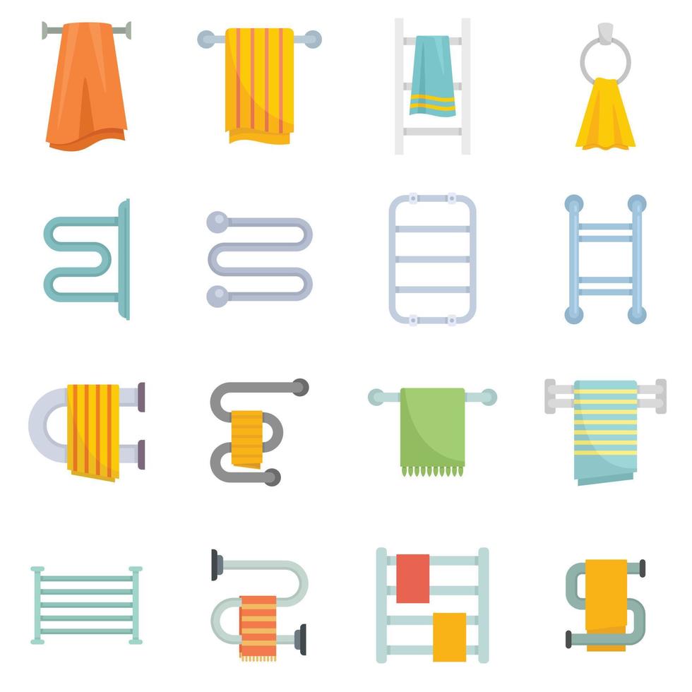 conjunto de iconos de toallero calentado vector plano aislado