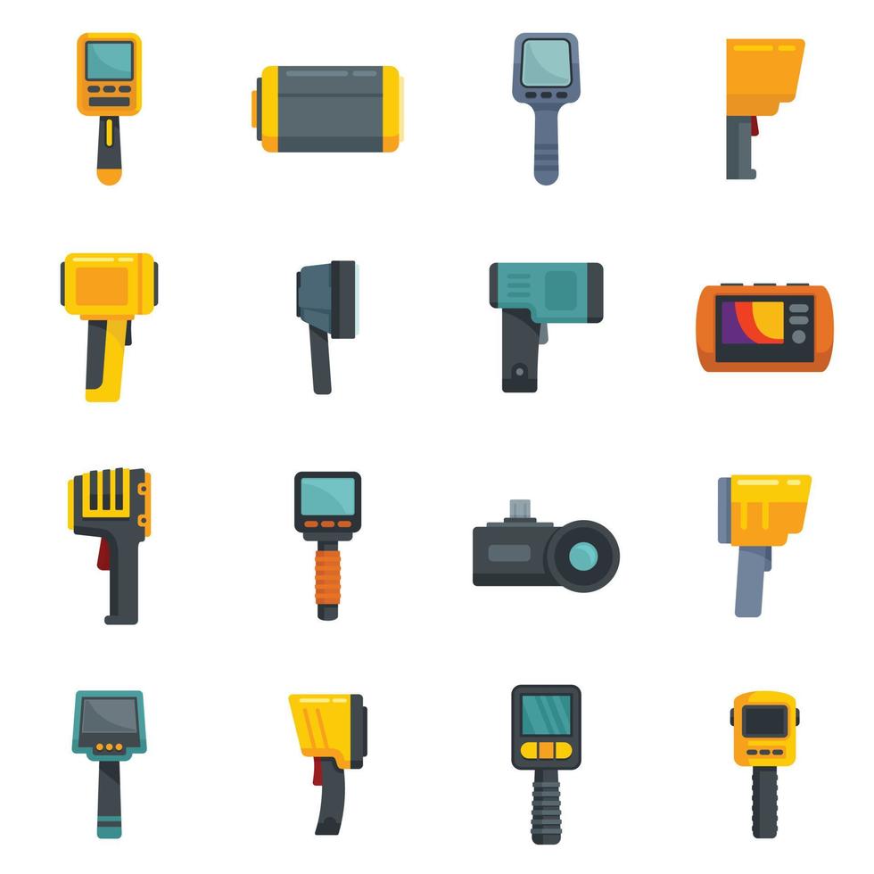 Thermal imager icons set flat vector isolated