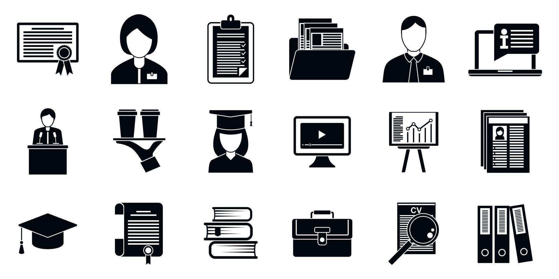 Internship job icons set, simple style vector