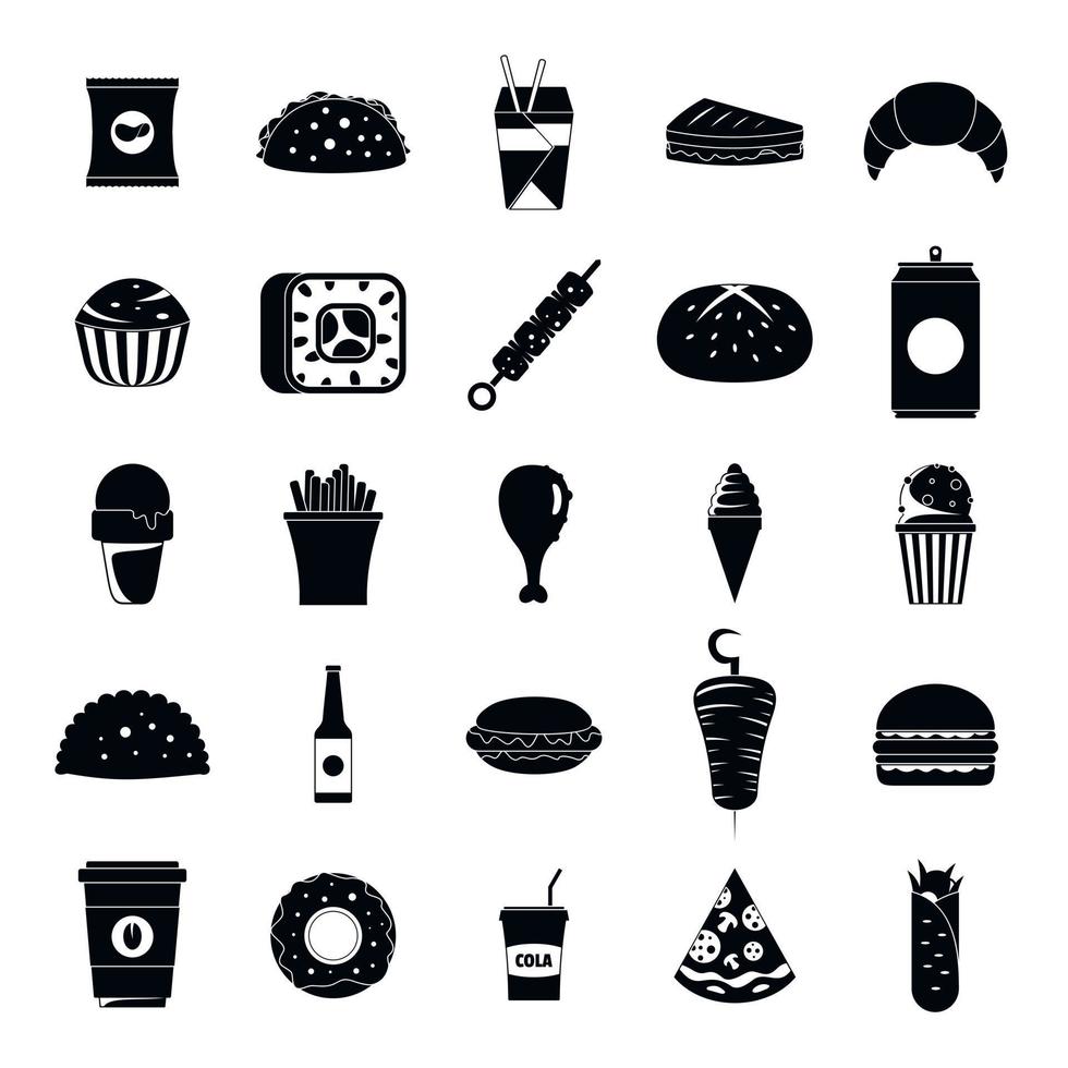 conjunto de iconos de comida rápida, estilo simple vector