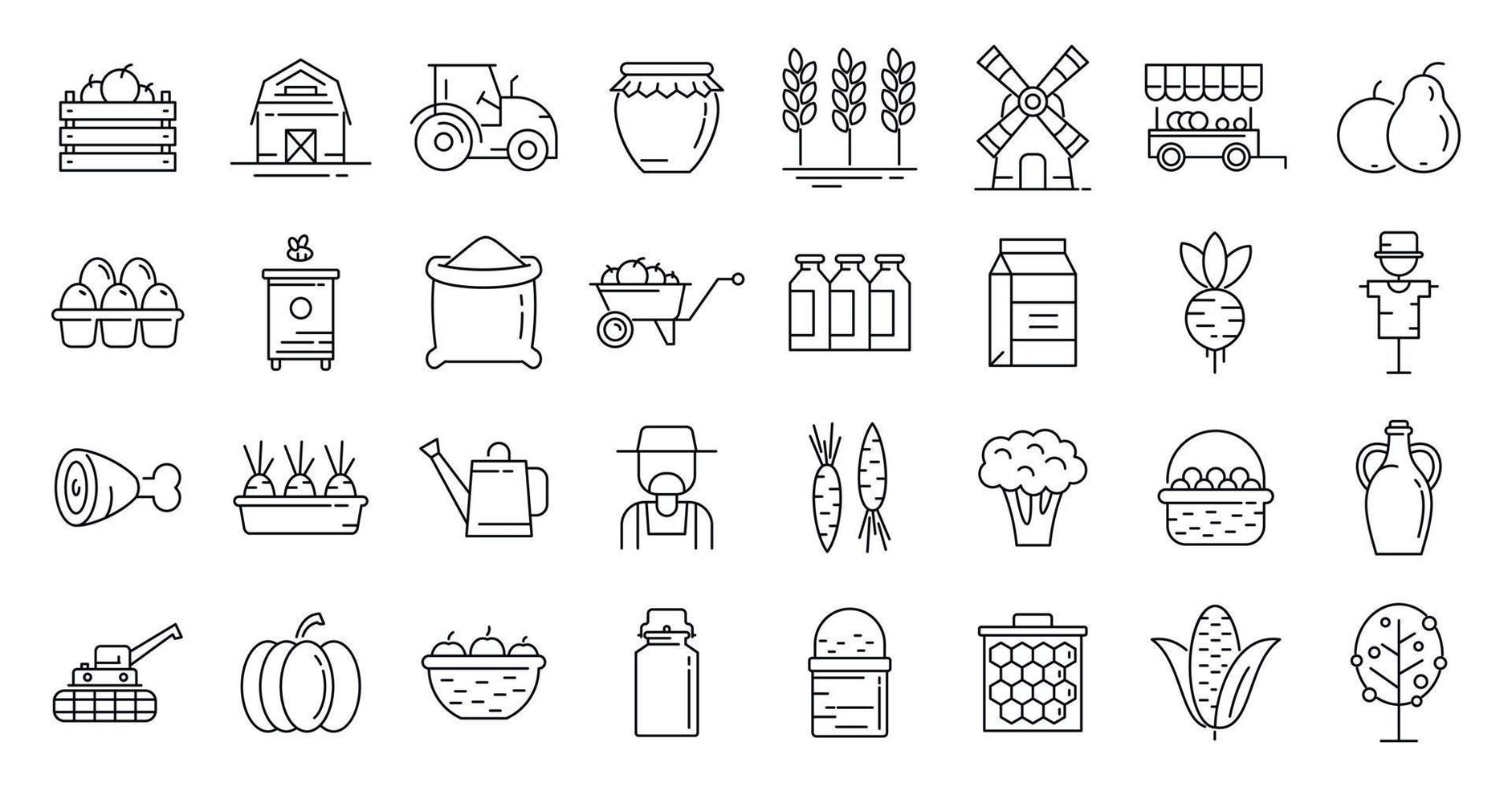 conjunto de iconos de productor, estilo de esquema vector