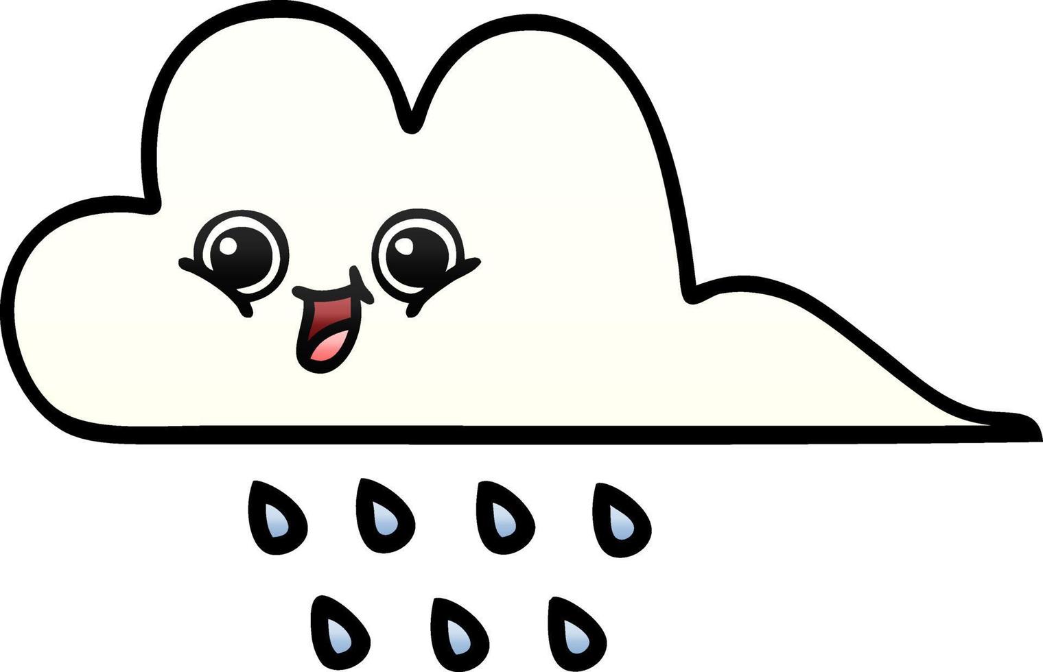 gradient shaded cartoon rain cloud vector