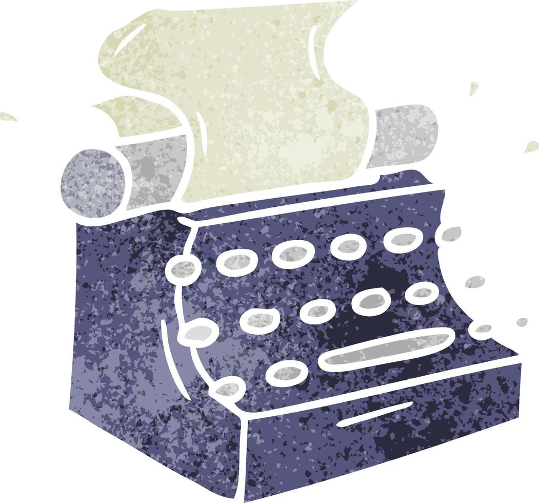 retro cartoon doodle of old school typewriter vector