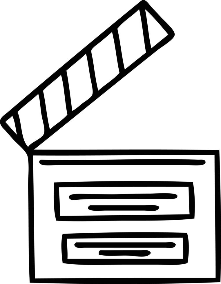 line drawing cartoon film clapper board vector