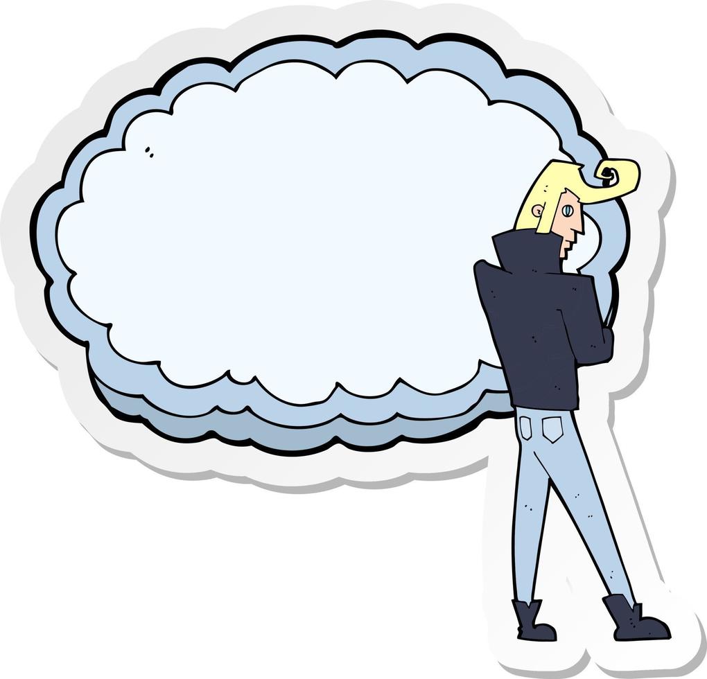 sticker of a cartoon rocker with cloud vector