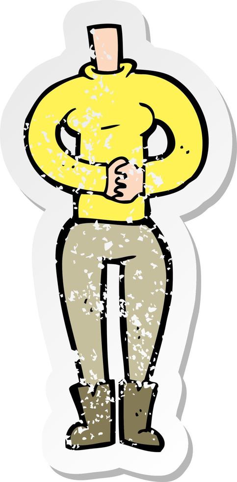 retro distressed sticker of a cartoon female body vector